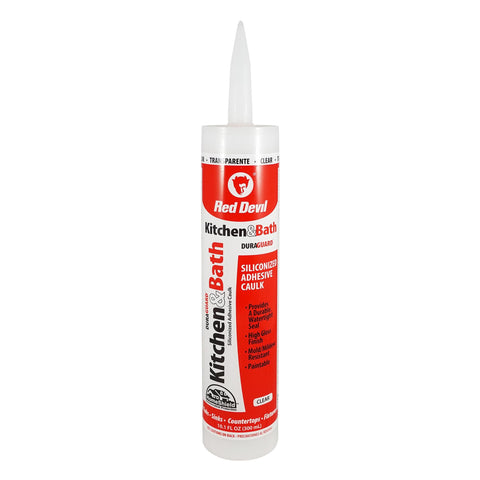 Red Devil 0408 Duraguard Kitchen & Bath Siliconized Acrylic Caulk, 10.1 oz, Clear