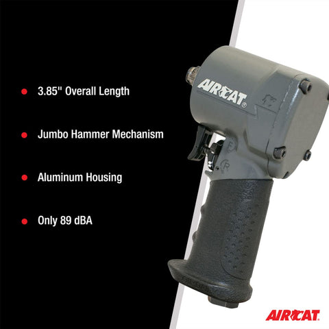 AIRCAT 1057-TH 1/2" Stubby Impact Wrench, 500 ft-lb Max Torque