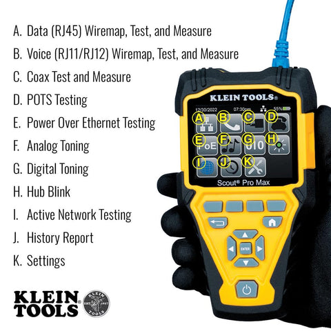 Klein VDV501-770 Scout Pro Max Cable Tester Ethernet Coax Phone Test Map Remotes