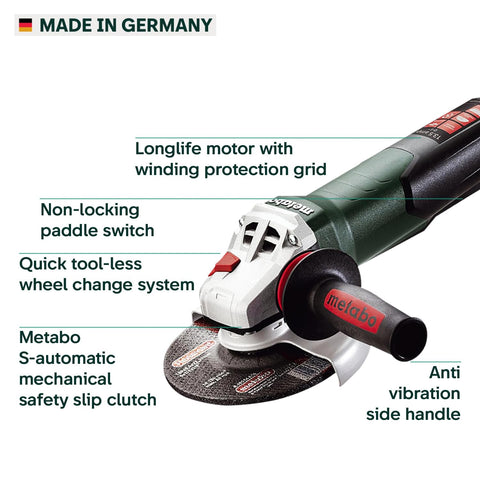 Metabo 600488420 WEP 15-150 Quick 6" Angle Grinder Non-locking Paddle Switch