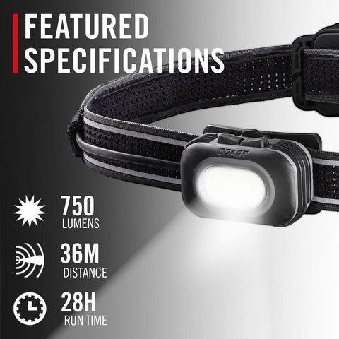 Coast RL10R 750 Lumen Rechargeable LED Headlamp with Variable Light Control and Rear Safety Signal