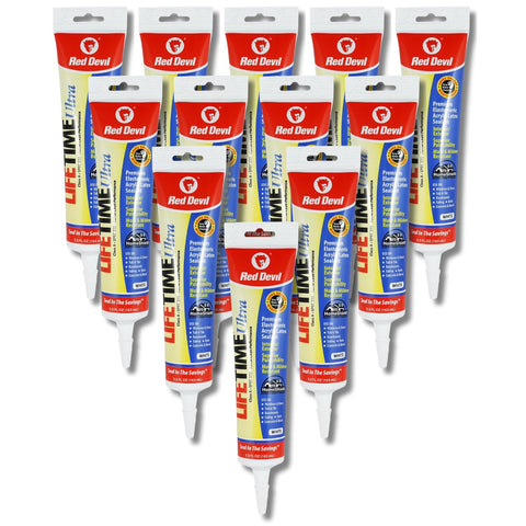 Red Devil 0775 Lifetime Ultra Prem Elastomeric Acrylic Latex Sealant WHITE 12PK