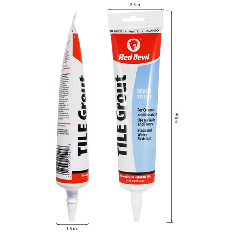 Red Devil 0425 Pre-Mixed Tile Grout Squeeze Tube, 5.5 oz., White