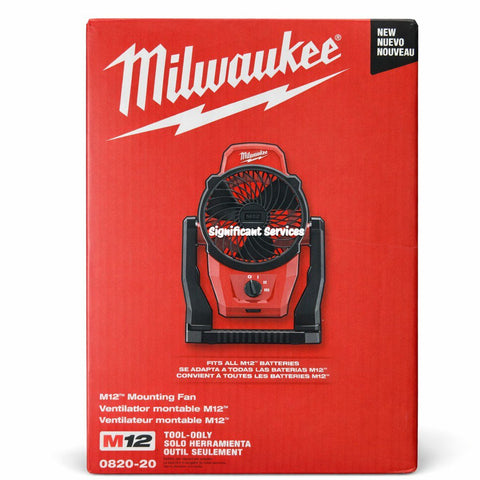 Milwaukee 0820-20 M12 12V Cordless Mounting Fan 400 CFM 14 MPH Tool Only