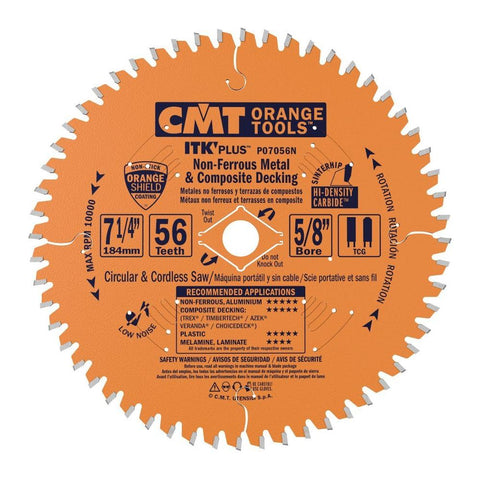 CMT P07056N 5/8" Bore ITK Plus Non-Ferrous Metal, 7-1/4" x 56 Teeth