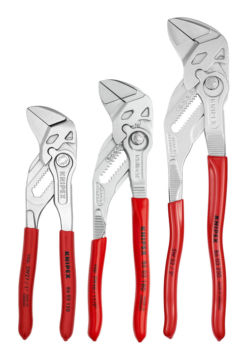 KNIPEX 9K 00 80 45 US 3pc Pliers Wrench Set Adjustable, Sizes 6",7",10" in.