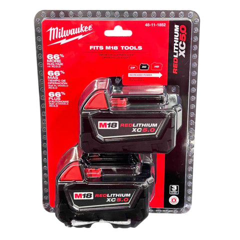 Milwaukee M18 48-11-1850 5.0 AH Batteries 5.0 18V 48-11-1852 (2 pack)