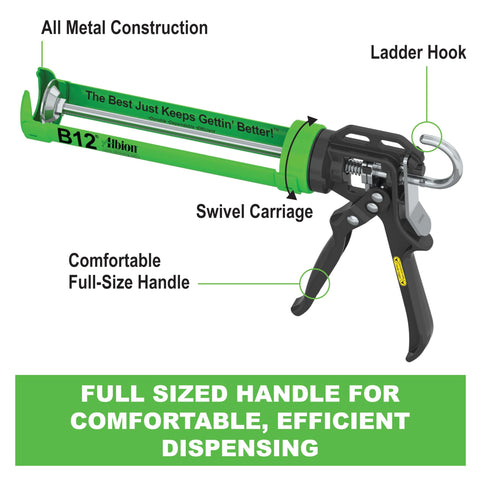Albion Engineering B12 B-Line Manual Cartridge Caulking Gun 1/10 Gallon 10oz