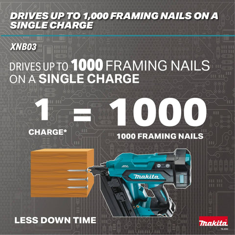 Makita XNB03M1 18V LXT Brushless Cordless 21° 3-1/2" Framing Nailer Kit 4.0Ah