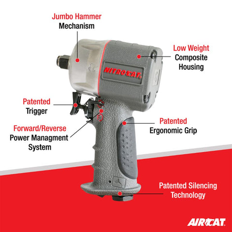 AIRCAT 1056-XL 1/2" Nitrocat Composite Compact Impact Wrench