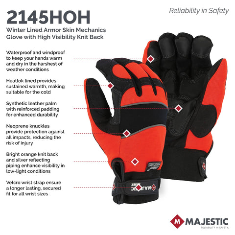 Majestic 2145HOH Winter Hawk Mechanic Work Gloves Large