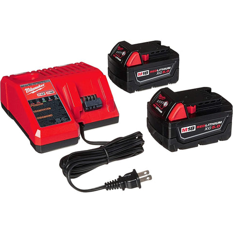 Milwaukee 48-59-1850 M18 RED LITHIUM XC 5.0 Ah Batteries (2) + 48-59-1812 M12...