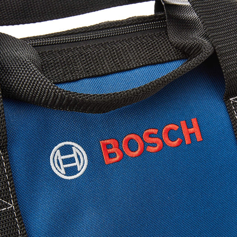 Bosch CW01 Small Contractor Tool Bag, Black, Blue, 12.75 In. x 8 In. x 9 In.