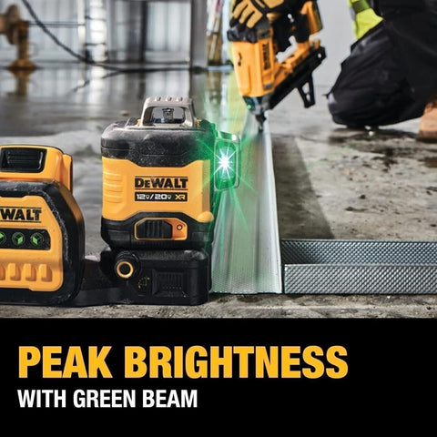 DEWALT DCLE34030G 20V MAX XR 3 X 360 Cross-Line Green Laser Level 2.0 Ah Kit