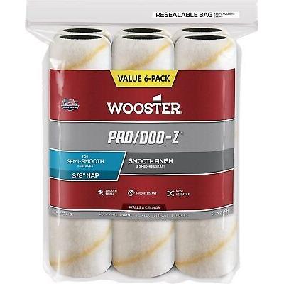 Wooster Brush RR727-9 Pro/Doo-Z Nap Rollers, 3/8-Inch, 6-Pack , White
