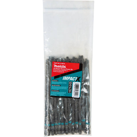 Makita A-99219 Impactx #3 Square Recess 6″ Power Bit, 25 Pack, Bulk