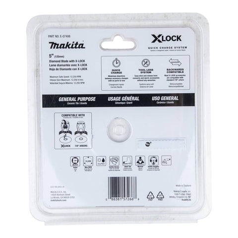 Makita E-07406 X-Lock 5" Continuous Rim Diamond Blade for Ceramic and Granite