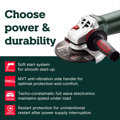 Metabo 600488420 WEP 15-150 Quick 6" Angle Grinder Non-locking Paddle Switch