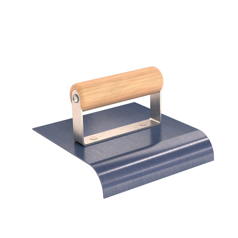 Bon 22-898 6"x6" Blue Steel Sidewalk Edger 1" Radius 1-1/8" Lip w/ Wood Handle