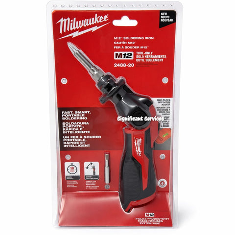 Milwaukee 2488-20 M12 12V Cordless Soldering Iron 3-Stop Pivoting Head Bare Tool