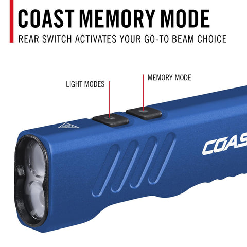 Coast 31102 Slayer LED Flashlight 1150 Lumen USB-C Rechargeable Spot/Flood Blue