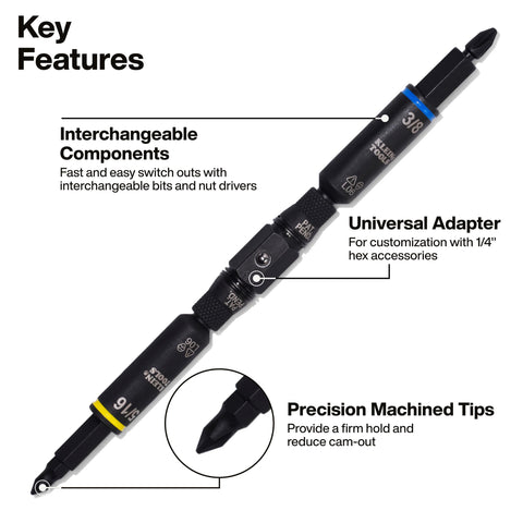 Klein Tools 32500HDRT KNECT Ratcheting Screwdriver, Multi-Bit Screwdriver/Nut Driver, Impact Rated 11-in-1 Tool with Phillips, Slotted, Square and Torx Tips