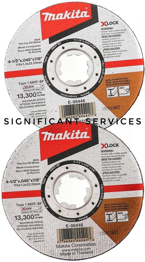 Makita E-00446 X-LOCK 4-1/2" x .045" Type 1 60-Grit Stainless Cut-Off Wheel 2x