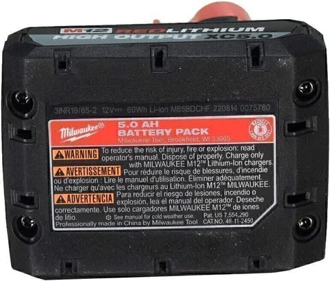 Milwaukee 48-11-2450 12V Lithium-Ion High Output 5Ah Battery 2 Pack
