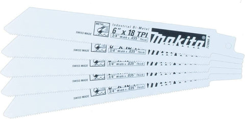 Makita 723066-A5 6" 18 Teeth Per Inch Bi-metal Reciprocating Saw Blade (5 Pack)