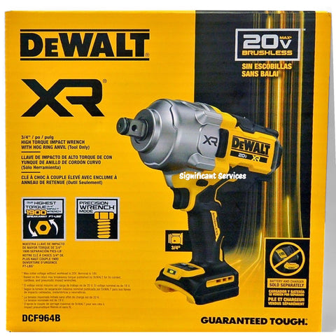 DEWALT DCF964B 20V MAX XR 3/4" Brushless High Torque Impact Wrench Hog Ring A...