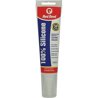 Red Devil 0810 Silicone Sealant Architectural Grade, 2.8 oz, White Pack of 12