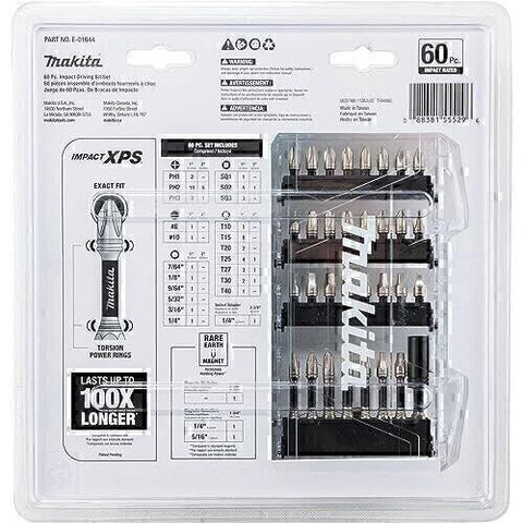 New Makita E-01644 Impact XPS 60-Piece Bit Set Torsion Zone & Magnetic Nutsetter
