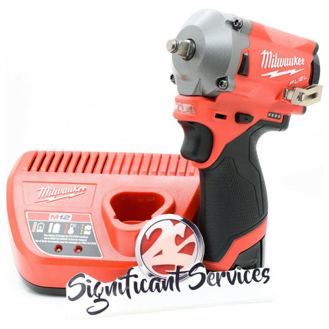 Milwaukee 2554-20 M12 Compact Stubby 3/8" Drive Impact Wrench 1.5 Ah Battery Kit