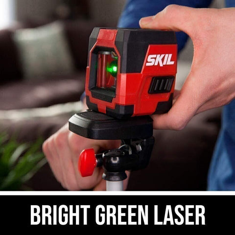 SKIL LL9324G-01 Green Cross Line Laser Level Horizontal Self Leveling Clamp