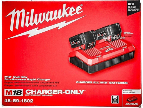 Milwaukee 48-59-1802 M18 18V Li-Ion Dual Bay Simultaneous Rapid Charger