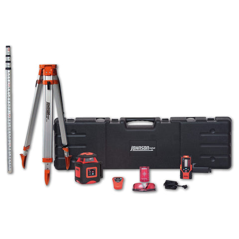 Johnson Level & Tool 40-6541 High Accuracy Dual Slope Rotary Laser System, Red, 1 Kit