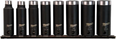 Milwaukee Impact Socket Set, 3/8 In Dr, 8 pc