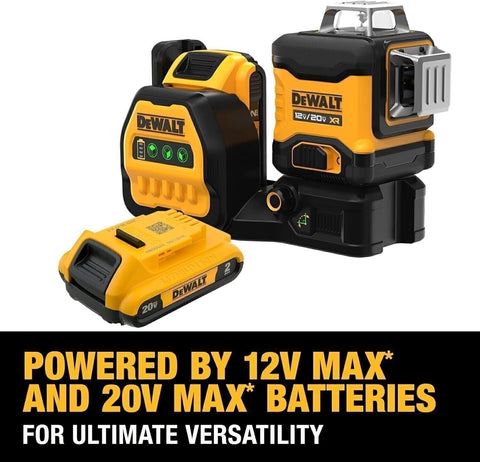 DEWALT DCLE34030G 20V MAX XR 3 X 360 Cross-Line Green Laser Level 2.0 Ah Kit