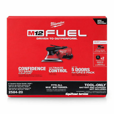 Milwaukee 2584-20 M12 FUEL 12V Li-Ion Brushless 6" Random Orbital Sander (3/32")