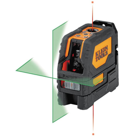 Klein Tools 93LCLGR Self-Leveling Laser Level, Class 2 Rechargeable, Bright Green Cross-Lines and Red Plumb Spot, Magnetic and Ceiling Clamp Mounting