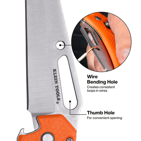 Klein Tools 44056D Electrician's Pocket Knife with Driver, Sheepsfoot Blade, Wire-Stripping Notch, Removable 1/4-Inch Slotted and #2 Phillips Bit, 90 and 180-Degree Driver Locking Positions