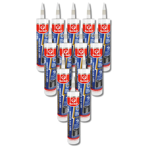 Red Devil 078050 920 100% RTV Silicone Window Door Sealant 10.1 oz. Gray 12pk