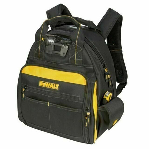 DeWalt DGL523 PRO 57 Pocket LED Light Lighted Padded Backpack Tool Carrier Bag