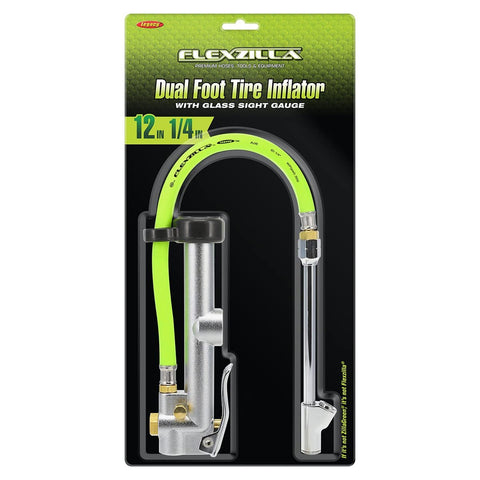 Tire Inflator Flexzilla AL2051FZ Dual Foot,12" Hose Glass Sight Gauge 10-120 psi