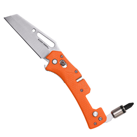 Klein Tools 44056D Electrician's Pocket Knife with Driver, Sheepsfoot Blade, Wire-Stripping Notch, Removable 1/4-Inch Slotted and #2 Phillips Bit, 90 and 180-Degree Driver Locking Positions