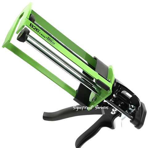 Albion Engineering Company B26T400 400 Series B-Line Manual Multi-Component Cartridge Epoxy Adhesive Gun, 1:1 Ratio (200 x 200 ml) & 2:1 Ratio (200 x 100 ml), Black/Green