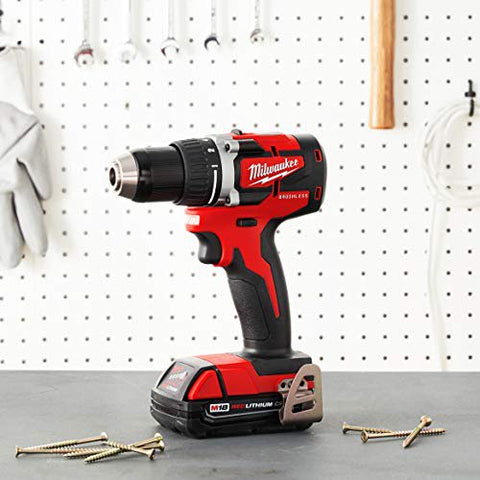 Milwaukee 2801-20 M18 Li-Ion Compact Brushless Drill Driver 1/2 2.0 Ah Batteries