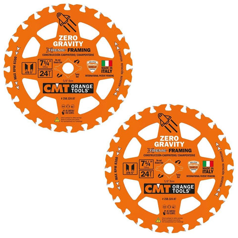 CMT Orange Tool 250.324.07-X10 FRAMING Zero Gravity 7-1/4”x5/8”, 2 Pack