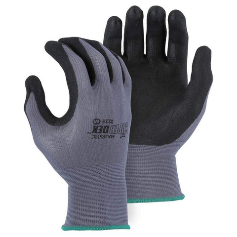 Majestic SuperDex Work Gloves MicroFoam Nitrile Coated Firm Grip on Palm, Nylon Shell, Dark Gray, Medium, Pack of 12