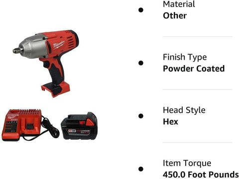 Milwaukee 2663-20 M18 Li-Ion 5.0 Ah Cordless 1/2" Impact Wrench Battery...